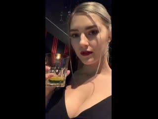 Blonde with dark red lipstick