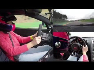 Sarah bovy drives the mcpog (#mclaren #75lt) hard and fun at #spa ! avoiding a crash