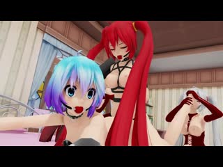 Bed sex and foot worship (yuri bondage sex foot fetish) 3d mmd