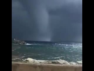 France july 15, 2019 huge waterspout off the coast of bastia, corsica this morning video via kyrne mp4