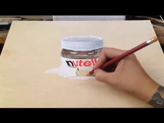 Appetizing drawing of a nutella pot melting