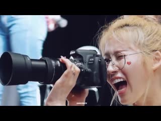 Sana trying to be a fansite master and being fascinated by the giant camera
