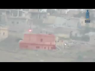 Syria hts struck with an tanti tank missile a building equipped w an atgm base on kafrnabu