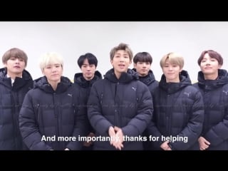 180212 bts @ iheartradio socal fire relief video greeting