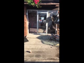 Friend with excavator opens door