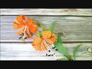 Easy diy how to make paper lily flower (tiger lily) with crepe paper step by