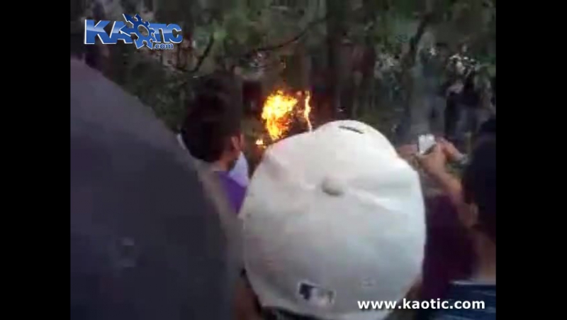 Three rapists tied to some trees and burned alive in front of an excited crowd