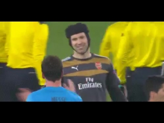 Cech congratulating messi after the game