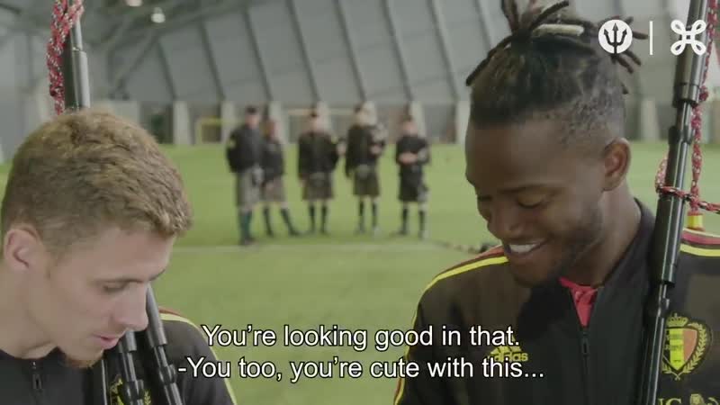 Belgium stars batshuayi and thorgan hazard wear kilts and learn the bagpipes ahead of euro 2020 qualifying clash with scotland