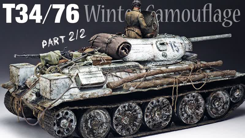T34/76 in winter camouflage part 2 1/35 tamiya tank model [ painting weathering ]