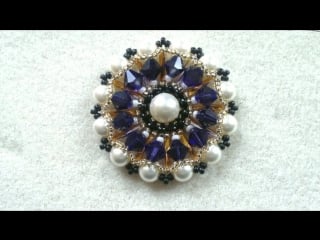 Beading4perfectionists ׃ wheel pendant with 6mm swaroi pearls and bicones beading tutorial