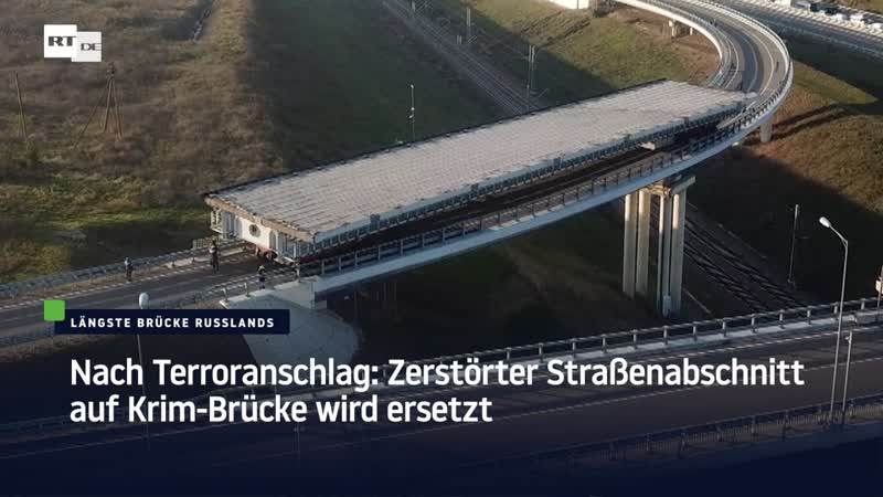 Nach terroranschlag zerstörter strassenabschnitt auf krim brücke wird ersetzt