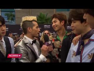 180521 bts tells frankie grande how much they train, who theyre excited to meet @ bbmas red carpet