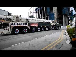 [tower crane job] asiagroup terex ac1000 9 leaving job site