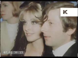 1966 "cul de sac" premiere, roman polanski and sharon tate