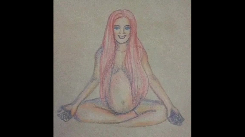 Слайд шоу одного из вариантов скетча беременной девушки, сидящей в позе лотоса