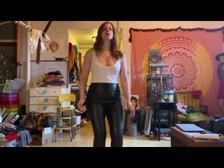 Sexy milf leather pants tease dance