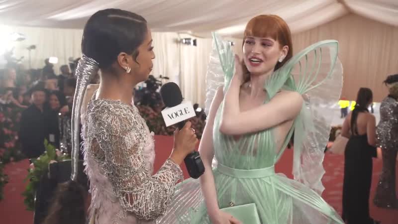 Madelaine petsch on her playful tinkerbell dress | met gala 2019 with liza koshy | vogue