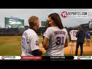 Ana ivanovic bastian schweinsteiger juninho dax mccarty drew conner at chicago cubs wrigley field