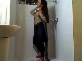 Wet girl 1 (wetlook shower fully clothed)