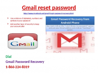 Tackle all your problems via 1 866 224 8319 gmail reset password