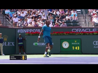 Hot shot monfils strikes backhand pass in indian wells 2018