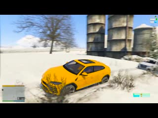 [water] реальная жизнь в gta 5 поставил во дворе елку! гоняем по сугробам на lamborghini urus! 🌊вотер