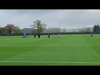 Granit xhaka one of the first out to train with calum chambers and rob holding