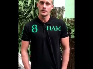 Alexander skarsgard supporting his team hammarby in sweden today october 1, 2017