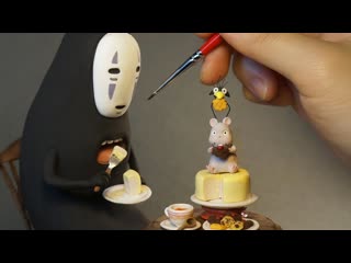 Making noface(spirited away) diorama with clay