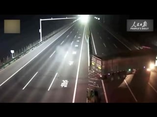 Truck driver tore down highway guardrail only to make sharp u turn across four lanes on expressway