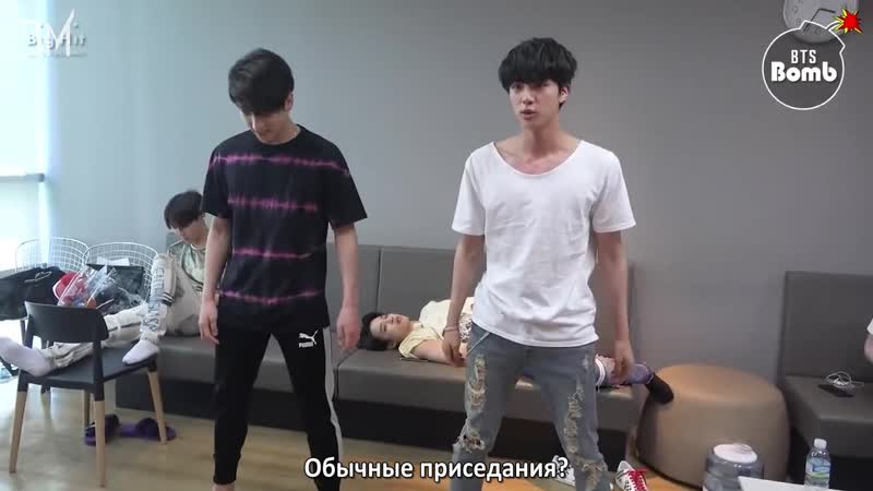 [rus sub][bangtan bomb] jk &amp; jin's exercise time bts