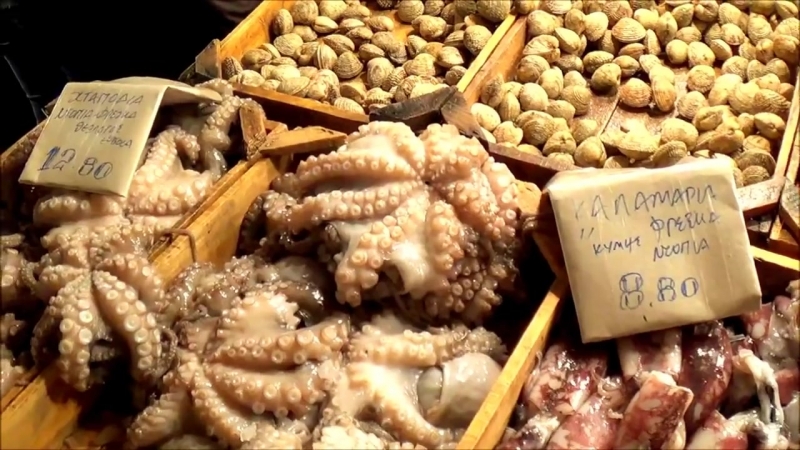 Центнальный рыбный базар в афинах прогулка