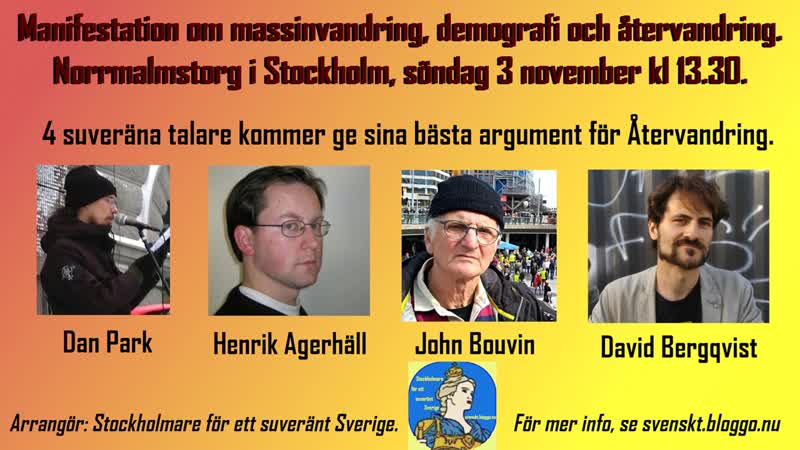 Slut upp på manifestationen om återvandring söndag 3 november!