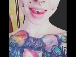 Girl split tongue