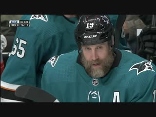Joe thornton ecstatic after scoring first hat trick since 2010
