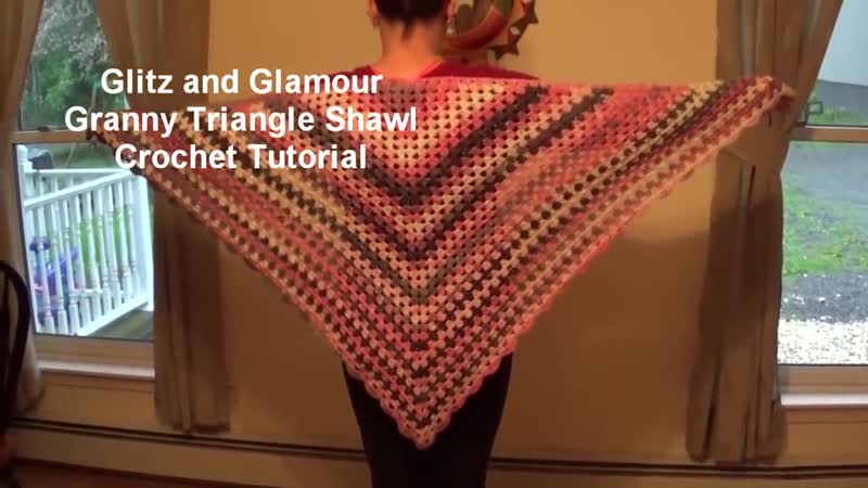Glitz and glamour triangle granny shawl crochet tutorial ice yarns magic glitz