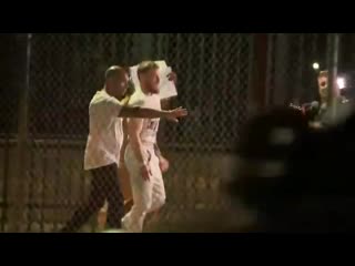 Watch footage from moments ago as mma star conormcgregor leaves jail in miami dade county he was arrested earlier today after a