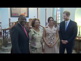 Duke and duchess of sussex welcomed by south african president