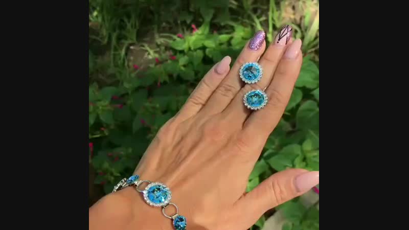 Браслет и серьги с кристаллами swarovski