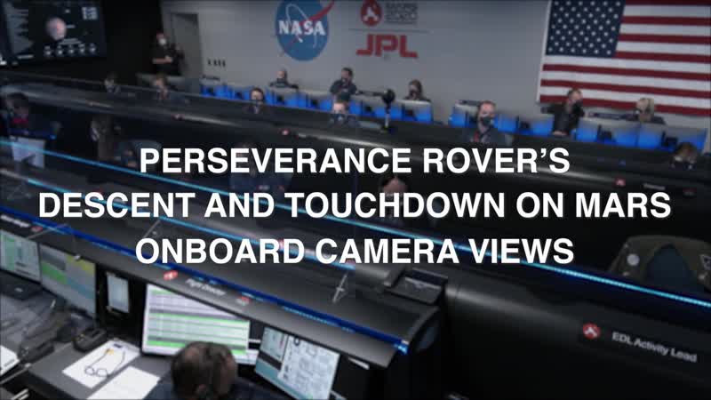 Perseverance rover's descent and touchdown on mars onboard camera views