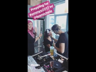 Lea getting prepped for the emmys via sarah potempa’s instagram stories (september 17, 2017)