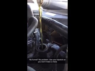 How to pour motor oil with no funnel