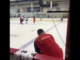 Coach trotz back out on the ice with the boys for the first time