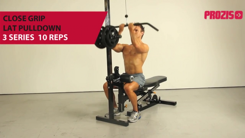 Тяга верхнего блока узким хватом техника выполнения упражнения (fitabs exercise guide)