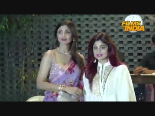 Shilpa shetty looks stunning in saree @ arpita khan diwali party raj kundra