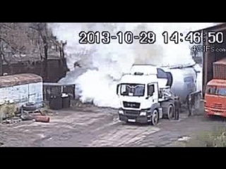 A truck explodes while unloading