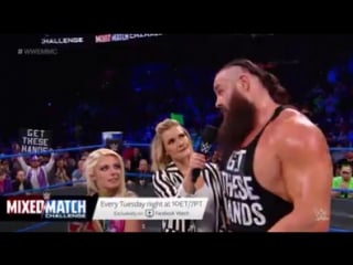 Wwe mixed match challenge braun strowman alexa bliss celebrate their victory