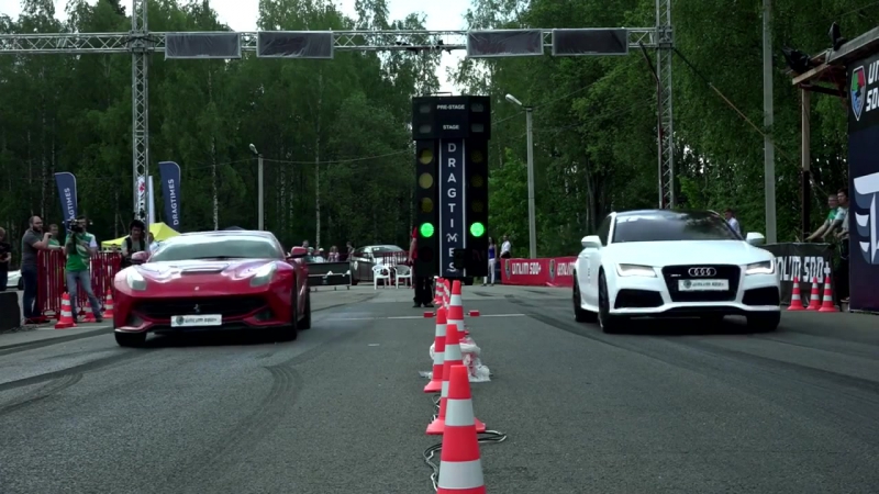 Ferrari f12 berlinetta vs audi rs7 apr stage 2 drag race