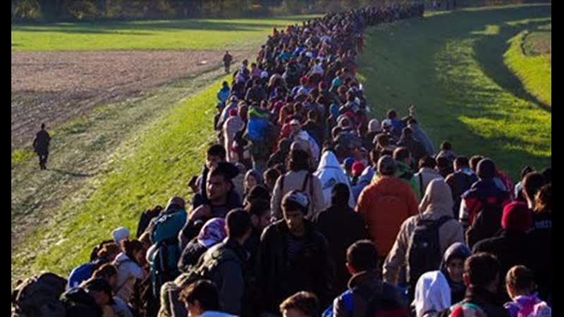 Über migranten auf dem marsch in richtung eu